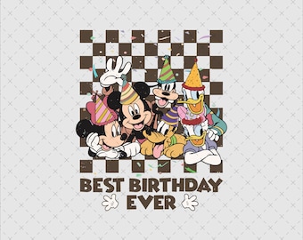 Vintage Mickey and Friends Birthday SVG PNG (Digital Download)
