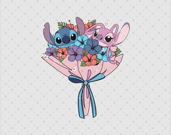 Stitch and Angel PNG, Cartoon Character Design (Digital Download)