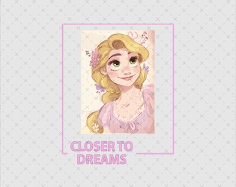Vintage Dis-ney Tangled Rapunzel Floral Png, Princess Rapunzel Png, Lost Princess Png, Magic Kingdom, Rapunzel Coquette Bows Png File