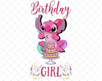 Stich Geburtstag Mädchen Clipart, PNG SVG (Digitaler Download)