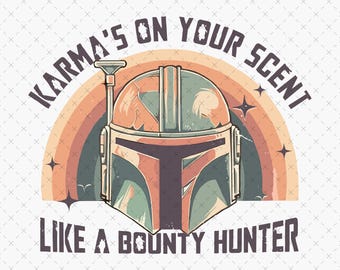 Star Wars: The Mandalorian png, Karma's On Your Scent rolig som prisjägare png, Disney familjeresa png