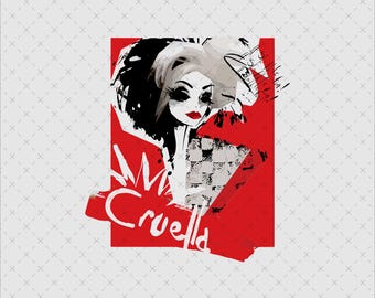 Cruella PNG SVG, Cruella De Vil Svg, Cruella Svg, Villains Svg Png Clipart, Dalmations Svg, Dalmations Villain Png Clipart, Cruella Shirt