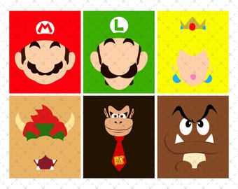 Super Mario SVG, Grupo Super Mario SVG, PNG combinando com Mario, Pacote de SVG do Mario, Peach Bowser Yoshi Toad Luigi Daisy SVG, Sublimação do Mario