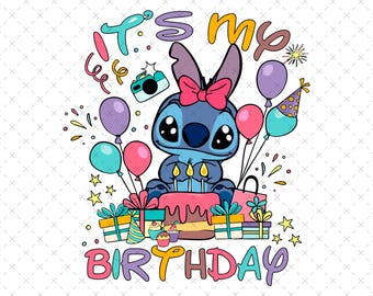 Stitch Birthday Clipart, Kids Birthday Celebration (PNG, SVG)