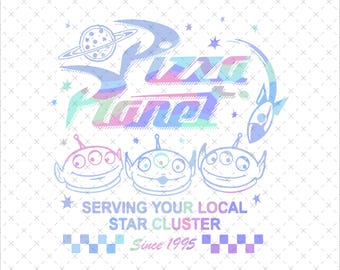 Toy Story Aliens Neon Pizza Planet Take Out Flyer Png, Magic Kingdom Png, Pizza Planet Png File, Family Trip Matching Png, Toy Story Png