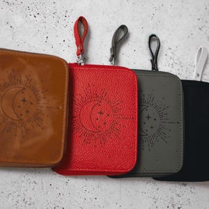 Cartera de piel para mujer, cartera para mujer, cartera de piel con cremallera, cartera de piel para mujer, regalo para mujer, cartera para mujer, monedero, cartera roja