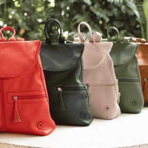 Leather backpack for women,  laptop backpack, backpack for women, leather backpack, stylish bag for women, handcrafted leather bag, red bag