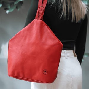 Red Leather backpack - shoulder bag 2,  modern backpack, shoulder bag, backpack for women, leather backpack, women stylish bag