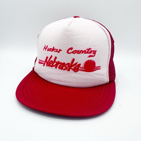 Vintage Nebraska Cornhuskers Hat Cap Snapback Red White  Vintage Nebraska Cornhuskers Hat Snapback Trucker Mesh Red White NCAA Go Big Red main image 0