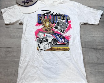 Conjunto de camiseta XL y gorra OSFA vintage de Bill Elliot The Legend de Nascar para hombre, fabricado en EE. UU.