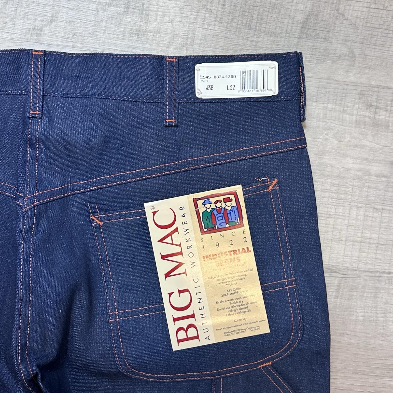 Nwt Vintage 70's BIG MAC Industrial Jean 38x32 Carpenter Workwear