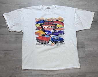 Camiseta gráfica vintage de los 90 Hot Rod Power Tour '99 para hombre, talla XL, doble cara