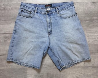 Pantalones cortos vaqueros azules estilo American Outpost vintage de los años 90, talla 36 (entrepierna de 20 cm)
