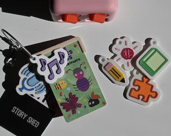 Styled Category Icon Label Tag Pack | Yoto Card Compatible | Keyring and Clasp Add-ons