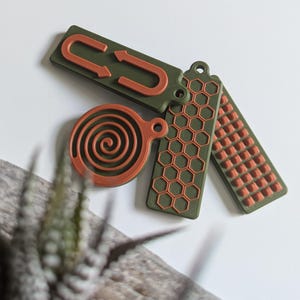 Mindful Moment Tactile Tags on Durable Coated Ring/Loop | Free Swivel Clasp Add-On | Sensory