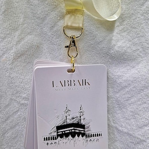 Tarjetas umrah dua (archivo digital) Tarjetas umrah dua con traducción y pronunciación (tarjetas Labbaik nuevas) con cordón