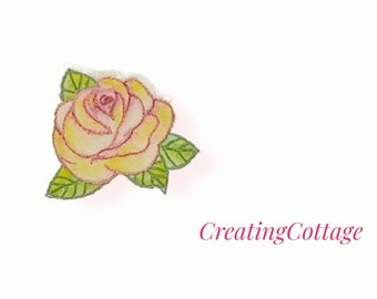 Embroidered and Painted Ornament on  Antique White Felt. Romantic Shabby Chic. Cute. Handmade. Precious