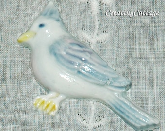 Bluebird, Blue Jay, Bird Cabachon, Craft Scrapbooking Supply, Pin Brooch by CreatingCottage