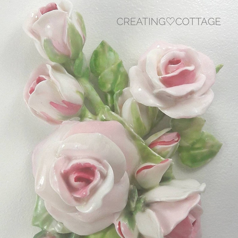 Wall Art, Hand Painted, Bouquet of Pink Roses, Rose Bouquet, Rose