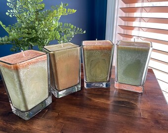 Palm Wax Candle Set (4), Earth Tones, Tea Fragrance