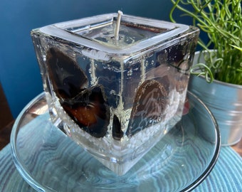 Crystal Cave Black and White Agate Forever Candle