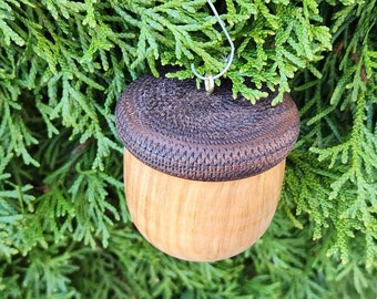 Acorn - wooden-  christmas ornament - hollow - chestnut and walnut