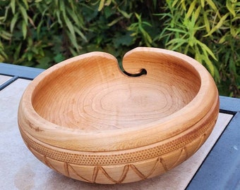 Yarn bowl - carved and figured maple