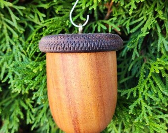 Acorn - wooden-  christmas ornament - hollow - chestnut and walnut