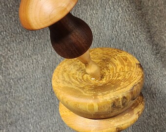 Drop spindle -  support lap bowl -   spalted maple and cherry  support bowl