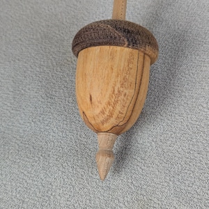 Drop spindle -  Acorn  style - support spinning - salted maple and   walnut cap