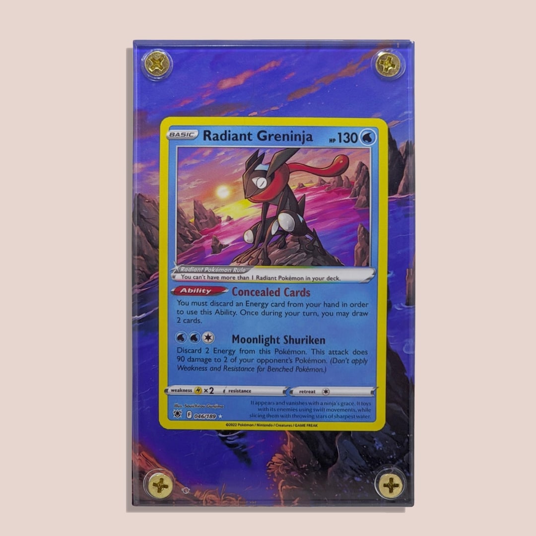 radiant greninja pokemon card price 046/189 Astral Radiance | Custom Pokémon Artwork Display Slab VSTAR Universe Radiant Greninja Pokémon Pokemon TCG Asia Exclusive GYM