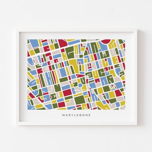 London Marylebone Minimalist Art Map - Colorful and Minimalist - High Quality Print