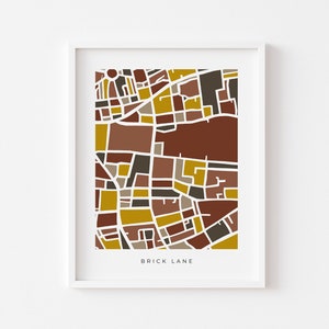 London Brick Lane Minimalist Art Map - Colorful and Minimalist - High Quality Print