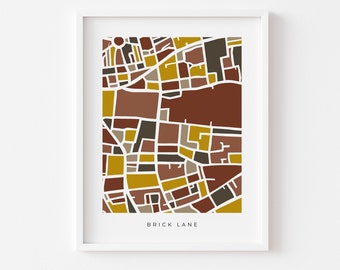 London Brick Lane Minimalist Art Map - Colorful and Minimalist - High Quality Print or Digital