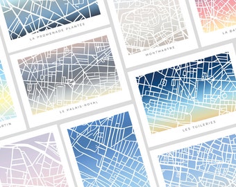 Paris Sunsets Neighborhood Print Postcards - Set of 20