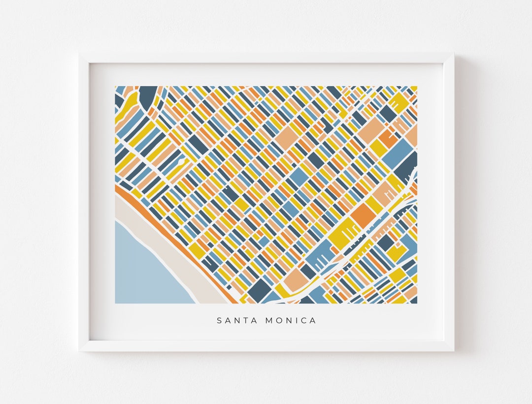 Santa Monica Wall Art Map Colorful and Minimalist High Quality Print Etsy