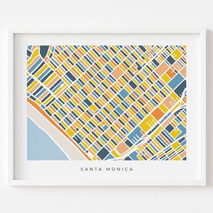Santa Monica Wall Art Map - Colorful and Minimalist - High Quality Print