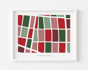Little Italy Wall Art Map - Colorful and Minimalist - High Quality Print