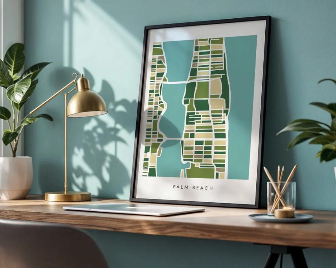 Palm Beach Map Art Print – Colorful Minimalist Design - Etsy