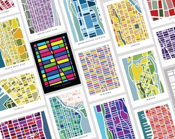 New York City - Manhattan Neighborhood Print Postcards - Set of 18