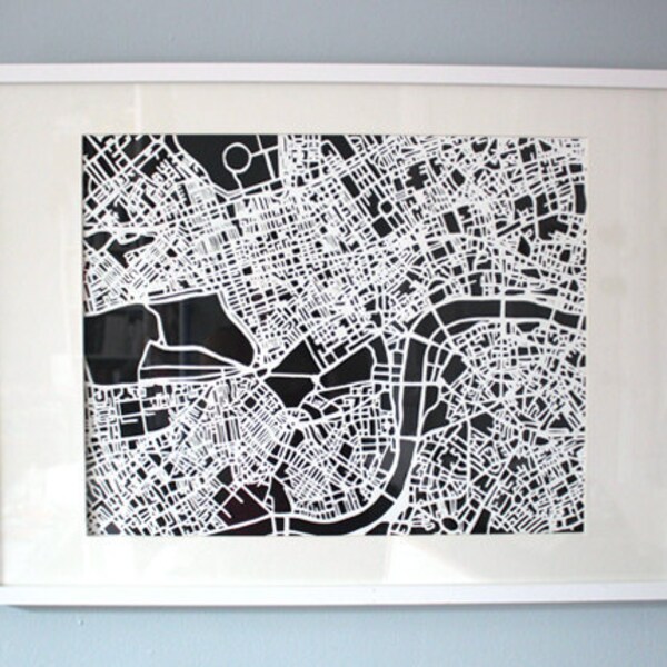 Screenprint of paper-cut London map