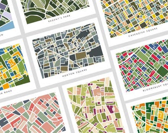 London Green Spaces Neighborhood Print Postcards - Set of 10