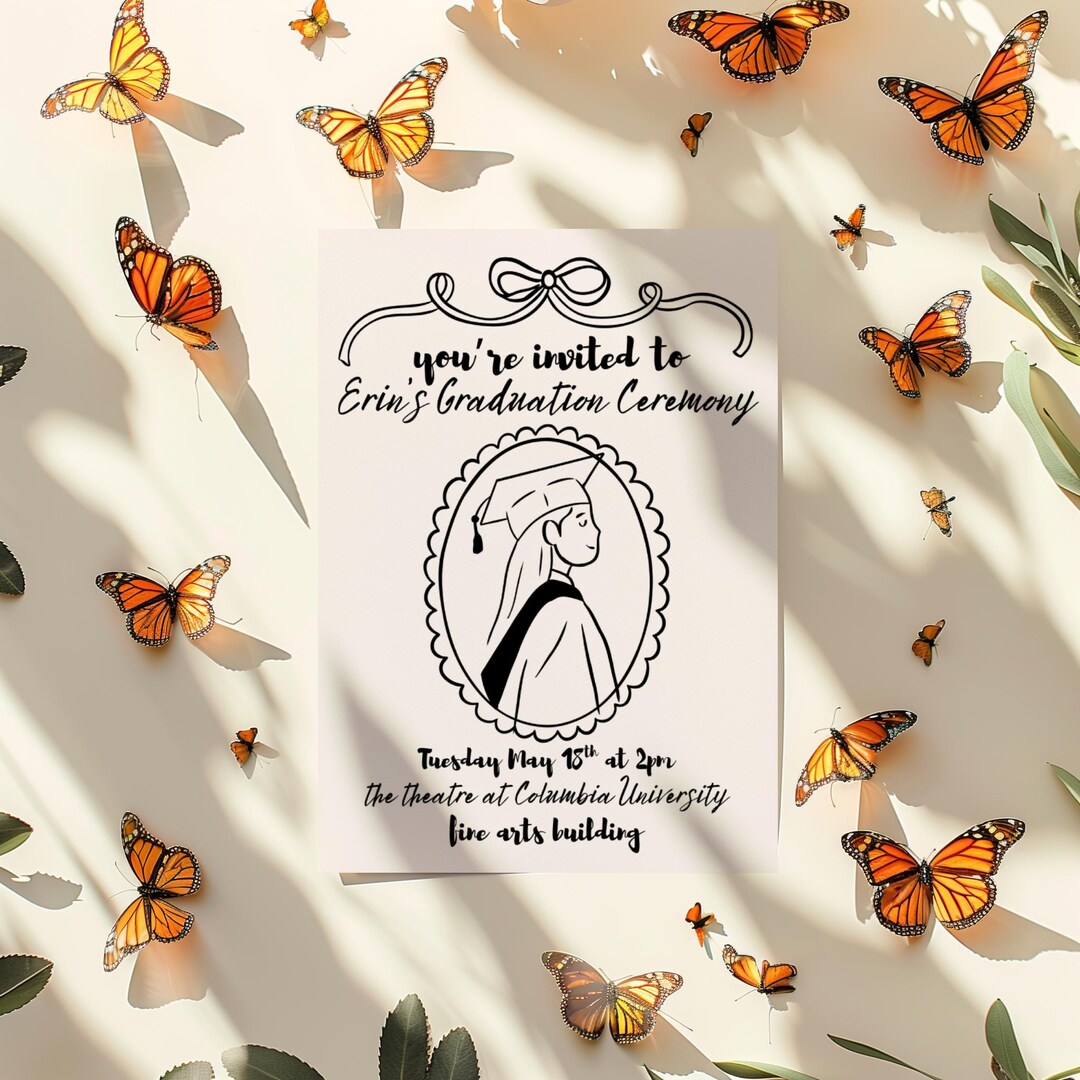 Graduation Invitation Template, Editable 5x7 Printable Invite, College ...