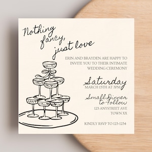 Intimate Wedding Invitation, Nothing Fancy Just Love (Editable Canva Template, Digital Download PDF, 5x7)