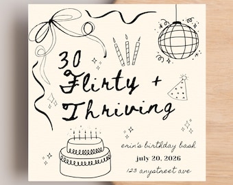 Thirty Flirty & Thriving Birthday Invitation: Y2K Millennial (Editable Canva Template, Digital Download, Evite)