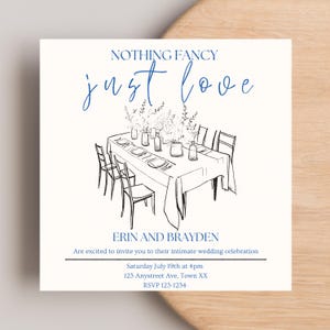 Nothing Fancy Just Love Elopement Invitation Template, 100% Editable Digital Invite, Intimate Wedding Invitation, Elopement Announcement