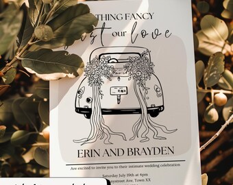 Just Love Elopement Invitation, Editable Printable 5x7 Invite, Nothing Fancy, Small Courthouse Wedding