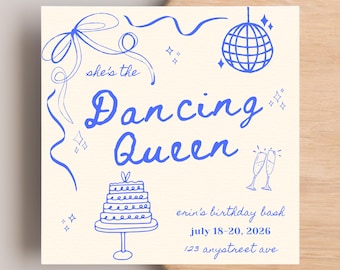 Mamma Mia Geburtstagseinladung: Dancing Queen Disco Party (editierbare Canva-Vorlage, digitaler Download, Evite)
