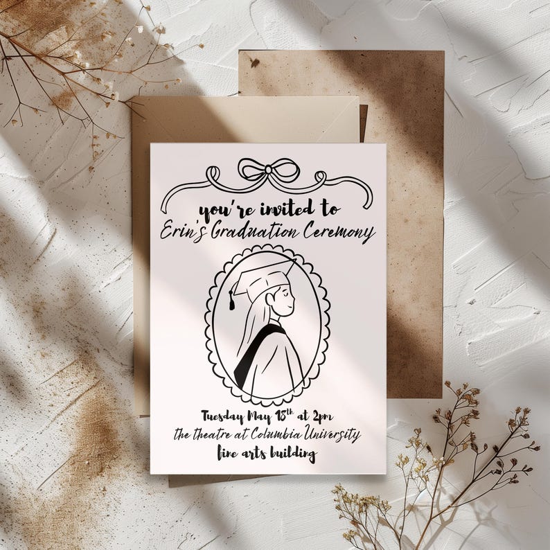 Graduation Invitation Template, Editable 5x7 Printable Invite, College ...