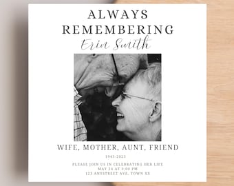 Editable Funeral Invitation Template with Photo (Digital)